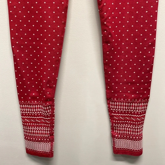 NWT Fabletics High Waisted Seamless Fair Isle Legging Red White L - Picture 3 of 16